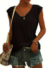 Top sans manches à col v décontracté pour femmes - essentiel d'été léger