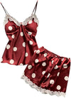 Ensemble de pyjamas en satin doux à pois - set de nuit stylé pour des soirées cosy