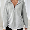 Sweat-shirt décontracté avec zip et poches inclinées - pull pour femmes tendance
