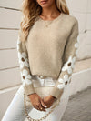 Pull en tricot - design floral décontracté en abricot