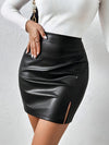 Jupe mini en cuir pu taille haute avec fente - chic pour le soir et décontractée
