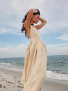 Robe midi décontractée pour femmes - beachwear en lin chic avec poches pour vos sorties d'été