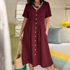 Robe chemise casual pour femmes à manches courtes - tenue d'été polyvalente avec poches
