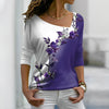 T-shirt floral pour femmes - haut chic à manches longues pour un style décontracté