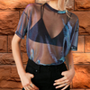 Top en mesh léger pour femmes - design superposé chic pour un style polyvalent