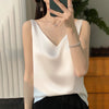 Débardeur en satin pour femme - blouse élégante à col en v, un basique pour toutes les occasions