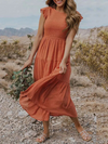 Robe midi femme - design à volants pour une allure décontractée estivale - élégance sans effort