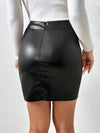 Jupe mini en cuir pu taille haute avec fente - chic pour le soir et décontractée