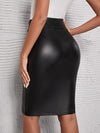 Jupe crayon en cuir synthétique taille haute pour femmes - élégante pour le bureau et les soirées