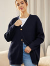 Cardigan oversized femme en tricot - coupe décontractée avec boutons pour un look casual