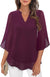 Tunique blouse femme légère à manches trois quarts - une tenue polyvalente pour toutes les occasions