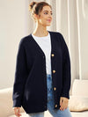 Cardigan oversized femme en tricot - coupe décontractée avec boutons pour un look casual