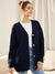 Cardigan oversized femme en tricot - coupe décontractée avec boutons pour un look casual