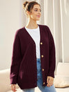 Cardigan oversized femme en tricot - coupe décontractée avec boutons pour un look casual