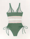Ensemble de bikini vert en 2 pièces - haut en v avec bas taille haute