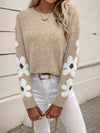 Pull en tricot - design floral décontracté en abricot