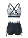 Ensemble de maillot de bain noir 2 pièces - tankini chic et shorts taille haute pour femmes