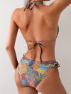 Ensemble bikini 2 pièces multicolore - maillot de bain halter neck chic pour femmes