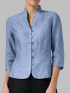Blouse sur mesure pour femme à col montant - haut polyvalent à manches trois-quarts pour un look quotidien
