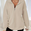 Sweat-shirt décontracté avec zip et poches inclinées - pull pour femmes tendance