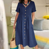 Robe chemise casual pour femmes à manches courtes - tenue d'été polyvalente avec poches