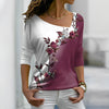 T-shirt floral pour femmes - haut chic à manches longues pour un style décontracté