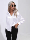 Blouse en satin pour femmes à manches longues - top chic et léger pour le bureau