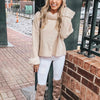 Pull en maille oversize pour femmes - design élégant avec col cheminée pour un look décontracté