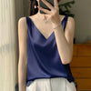 Débardeur en satin pour femme - blouse élégante à col en v, un basique pour toutes les occasions