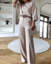 Pantalons en lin beige ample pour femmes - un style polyvalent et chic