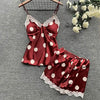 Ensemble de pyjamas en satin doux à pois - set de nuit stylé pour des soirées cosy
