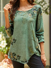 Blouse femme à manches longues avec imprimé floral - élégance décontractée pour un port quotidien