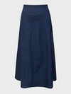 Jupe en denim a-line - jupe longue tendance en bleu foncé pour femmes