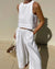 Ensemble 2 pièces femme en lin : top court et pantalon large pour un été stylé
