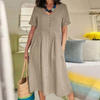 Robe chemise casual pour femmes à manches courtes - tenue d'été polyvalente avec poches