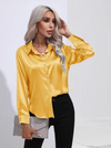 Blouse en satin pour femmes à manches longues - top chic et léger pour le bureau