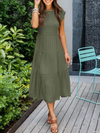Robe midi femme - design à volants pour une allure décontractée estivale - élégance sans effort