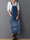 Robe salopette en denim déchiré - style maxi confortable pour vos sorties décontractées