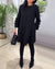 Robe décontractée à manches longues pour femme - noir, coupe fluide pour le jour ou le soir