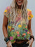 T-shirt floral pour femmes - haut décontracté multicolore pour un été stylé
