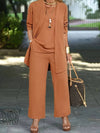 Ensemble de détente pour femmes en 3 pièces - haut douillet, cardigan tendance & pantalon large - tenue décontractée pour le week-end