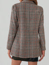 Blazer à carreaux marron pour femme - coupe ajustée, veste chic pour un style décontracté et élégant