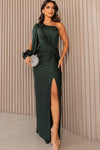 Robe de cocktail femme en satin asymétrique - mode chic pour vos soirées
