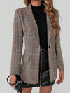 Blazer à carreaux marron pour femme - coupe ajustée, veste chic pour un style décontracté et élégant