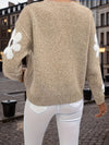 Pull en tricot - design floral décontracté en abricot