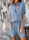 Ensemble d'été décontracté pour femmes : chemise et shorts légers - coupe ample, tissu respirant pour des journées décontractées
