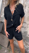 Ensemble d'été décontracté pour femmes : chemise et shorts légers - coupe ample, tissu respirant pour des journées décontractées