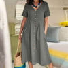 Robe chemise casual pour femmes à manches courtes - tenue d'été polyvalente avec poches