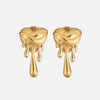 Boucles d'oreilles en or et argent en forme de cœur gouttant - accessoires contemporains et hypoallergéniques pour femmes