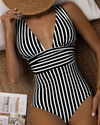 Maillot de bain une pièce élégant à rayures - chic pour les femmes